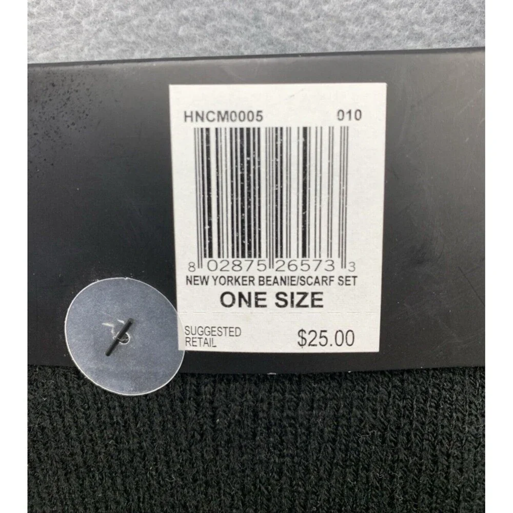 Hurley New York Winter Scarf ONLY Black Grey Stripe One Size Beanie Is Missing